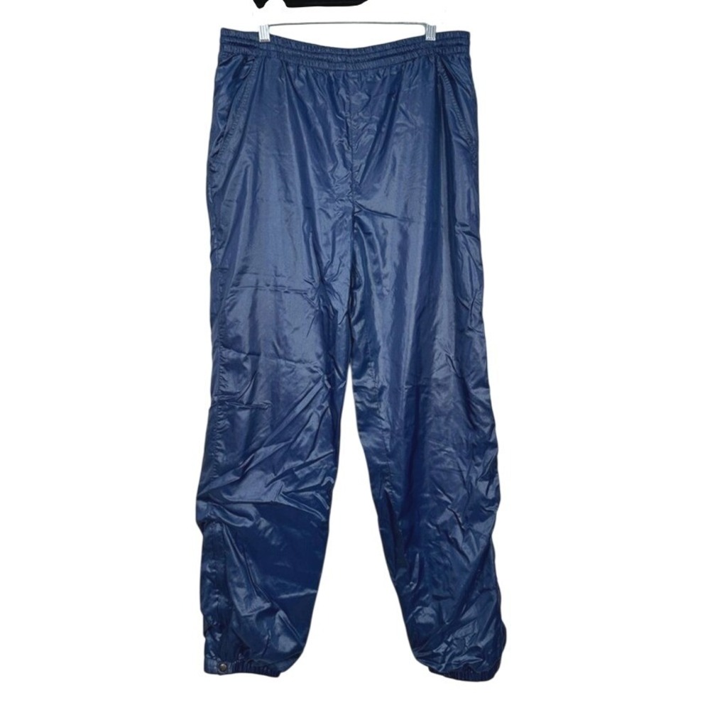 Wimbledon 90'S Nylon Track Pants Blue Snap Side Elastic Waist Mens‎ M